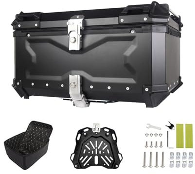 Aluminium Topcase Für Roller Motorradkoffer Topcase 36L 45L 55L 65L 80L 100L Motorrad Topcase Heckbox Mit Schloss Wasserdicht Motorrad Heckkoffer Rollerkoffer Zur Aufbewahrung Von Helmen(Black,100L)