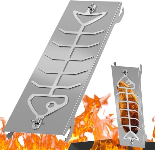 WUCHAITOO Soporte de Acero Inoxidable para braseros y barbacoas con Grosor de Pared de hasta 6 mm y 5 Niveles, Resistente al Fuego, Tablas de salmón Flameado, barbacoas en Camping y barbacoas