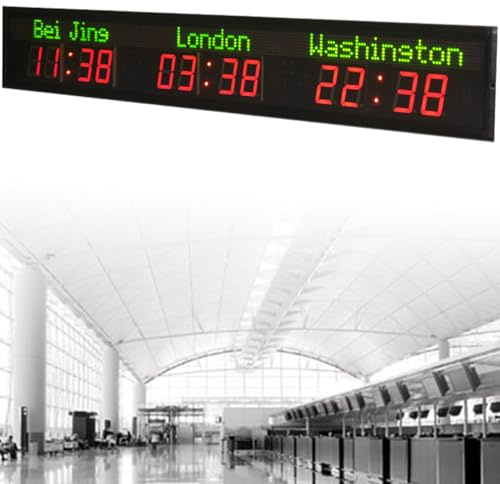 Orologio Mondiale digitale a LED, Orologio Mondiale con Fusi Orari da Parete, Luminosità Regolabile a 5 Livelli Guscio Interamente In Alluminio, per Hotel,3City