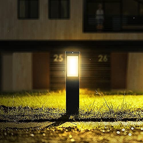 BLOOHK Lámpara de bolardo Moderna para Exteriores, Minimalista, Negra, IP65, Resistente al Agua, LED, para paisajismo, Columna Cuadrada, para jardín, Patio, Entrada, 60 cm de Alto.