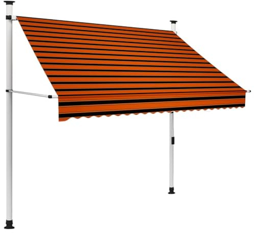 Qnhdfrt Handbetriebene Klemmmarkise Ausziehbar 200 cm Breit Orange Braun Sonnenschutz für Balkon Terrasse Fenster