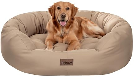 Bjird Oval Hundebett Grosse Hunde Wasserdicht - Hundedecke Sofa, Hundebett Mittelgroße Hunde - Waschbares Hundesofa - Oeko-Tex Hundekissen Dog Bed 114x94 cm Beige XXL