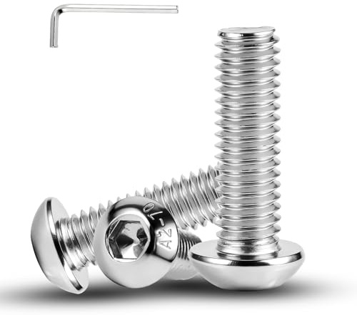 THFJWJ 40 Stück Linsenkopfschrauben Innensechkant M6x18 mm | A2 V2A 304 Edelstahl,inklusive Schraubenschlüssel,Halbrundes Design，Einteiliger Innensechkant，für Möbel und im Bauwesen