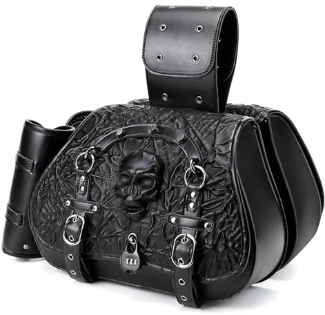 Alforjas Moto para Harley Davidson Custom 1200, Alforjas para Moto Impermeables Cuero Bolsa Trasera Moto Maletas Laterales Moto Bolsa Moto con Cierre Rápido,A