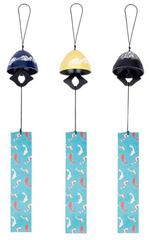 BENECREAT Carillon Éolien Japonais Vintage en Fonte 3 pièce 3 Couleurs Carillon Éolien Japonais en Fonte Motif Mont Fuji pour Intérieur Jardin Patio Balcon Cour