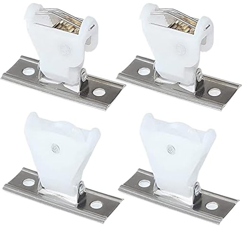 4 Pack 3Line Swivel Cord Lock with Pulley for Roman Blinds&Bamboo Shades | Stainless steel & white plastic build, reliable cord tension control, tool-free quick install, fits woven wood window shades