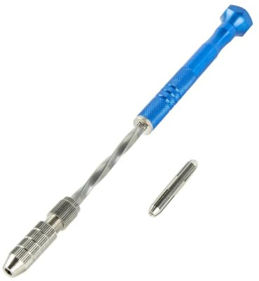 Helilyco Juego de brocas manuales semiautomáticas de 0,5 a 3 mm con 10 brocas pequeñas para madera, plástico, ámbar y modelos, color azul