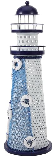 DECOMELODY Lampada da Tavolo Faro in Ferro Decorativa a Led, Luce Notturna Artistica a Tema Oceano per Casa, Stile Costiero, Lampada da Comodino Ornamentale, Atmosfera Calda e Romantica