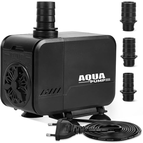 SWAWIS Pompa Acqua 32W 2200L/H Altezza di Sollevamento Max 2,4M | Pompa Sommersa Portata Regolabile con Filtro e 3 Ugelli 19/22/25mm Ultra Silenziosa per Acquario Fontana Laghetto