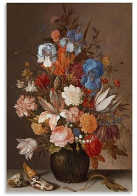 Balthasar Van Der Ast Flower Still Life—A Vintage Dutch Golden Age Mural Poster Suitable for Home And Office Decor Gifts Canvas Painting Wall Art Decorative Picture Prints Modern Decor 20x30inch(50x75