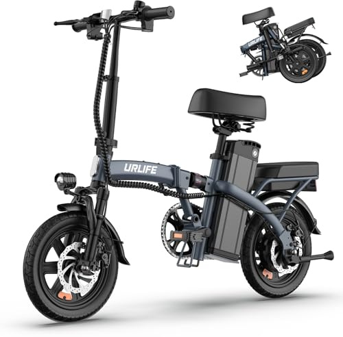 URLIFE 14 Electric Bike, Portable E-bike with 48V 7.5AH Removable Battery 250W Brushless Motor, 60 KM Max Range, Folding Ebike LCD Display, Electric Commuter Bicycle for Adults and Teens