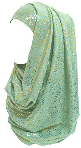 Lina & Lily Damen Hijab Muslimische Kopftuch Schal Turban mit Gold Glitzert Funkeln