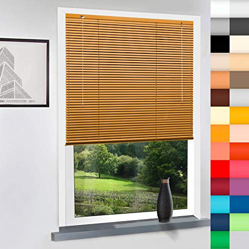 Aluminium Jalousie nach Maß, hochqualitative Wertarbeit, 28 Farben verfügbar, Maßanfertigung, für Fenster und Türen, Alu Jalousien, Decken und Wandmontage (Orange, Höhe: 220cm x Breite: 110cm)