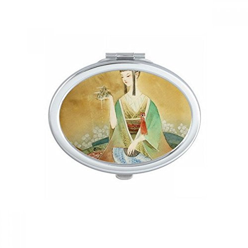 DIYthinker Beauty Chinesische Antik Illustrator Oval Kompakt Make-up Taschenspiegel Tragbar Niedliche Kleinen Hand Spiegel Geschenk
