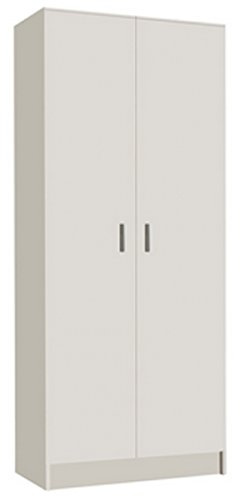 PEGANE Armoire Rangement Nettoyage 2 Portes en mélamine Coloris Blanc - Dim : H180 x L73 x P37 cm