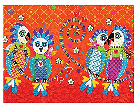 MAXWELL & WILLIAMS Love Hearts Geschirrtuch mit Vogel Design, Geschirhandtuch 100% Baumwolle, Rot, 50 x 70 cm, Küchentuch, Spültuch, Abtockentücher