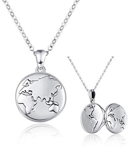 TANGPOET Foto Medaillon Halskette 925 Sterling Silber Bilder Medaillon zum öffnen Anhänger Schmuck Geschenke für Frauen Mädchen Familie