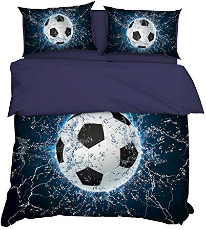 AYMAING Kids - Kinder Bettwäsche 135x200 cm Fussball-Motiv Bettbezug und Kissenbezüge Set für Fußball Fans.