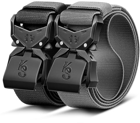 KEMISANT Taktischer Gürtel Herren 2er, Gürtel Militär Wandern Arbeitsgürtel 38mm,Schnellverschluss Metallschnalle