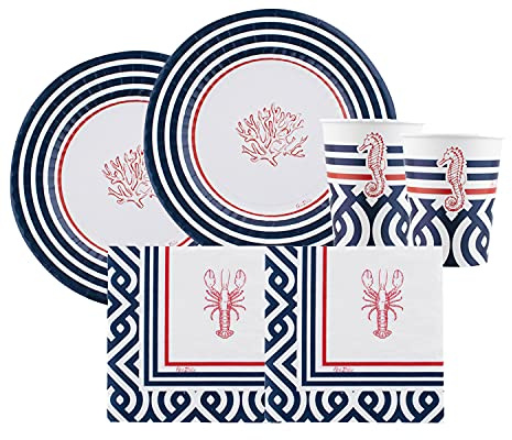 DIMAV Kit n.2 Accessori Tavola Portofino con Motivi a Tema Mare dal Famoso Borgo di Pescatori sulla Riviera Ligure Perla del mediterraneo