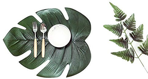 Set von 4 Tischsets für Esstisch, Untersetzer, Lotusblatt, Palmenblatt, Simulationspflanze, PVC, Kaffeetisch-Matten für Küche, Weihnachten, Heimdekoration