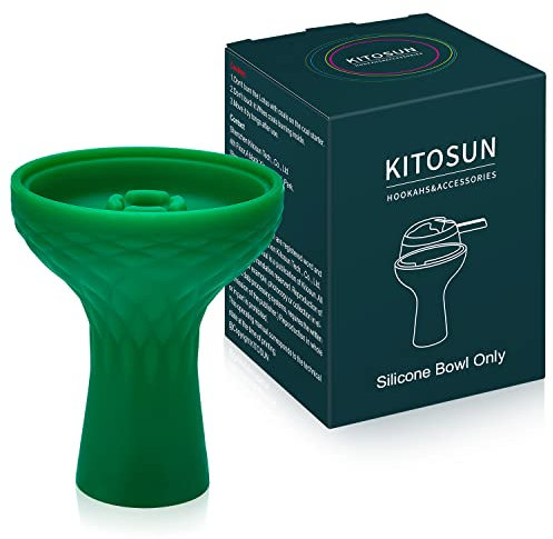 Cabezal Cazoleta de Silicona para Cachimba - Kitosun Accesorios para Shisha Phunnel Cabeza de silicio duradero de 70 grados, adecuada 15-20 gramos de sabor Colaboración con Lotus HMD (verde)