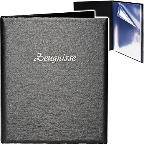 alles-meine.de GmbH A4 - Zeugnismappe/Dokumentenmappe - Zeugnisse 3D Metallic Effekt - schwarz/anthrazit - GEBUNDEN mit 20 festen Seiten- A 4 - Zeugnisbuch - Softco..