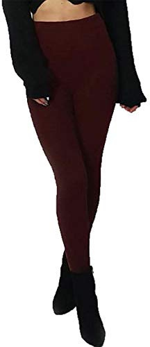 Hina Fashion Kvinnors varma stickade leggings smal passform byxor damer vinterkläder multi tryckta byxor, vin, 34 SE
