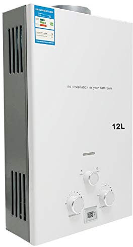 Cozyel 12L Chauffe Eau LPG, 24 KW Chaudière Inox Instantané à Gaz Propane Appareil Réchauffeur Extérieur pour Maison Voyage Caravane Bateau Camping Voiture