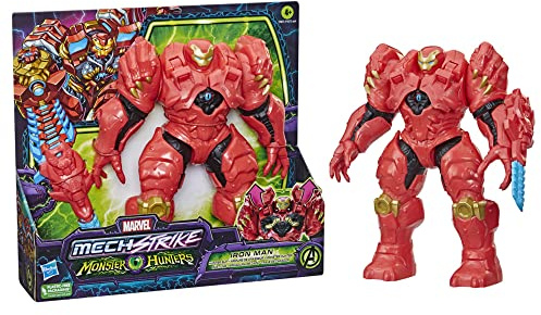 Marvel Hasbro F5073 Avengers, Mech Strike, Monster-Jäger-Anzug, Iron Man, Spielzeug, 20 cm große Deluxe-Figur, ab 4 Jahren, Mehrfarbig