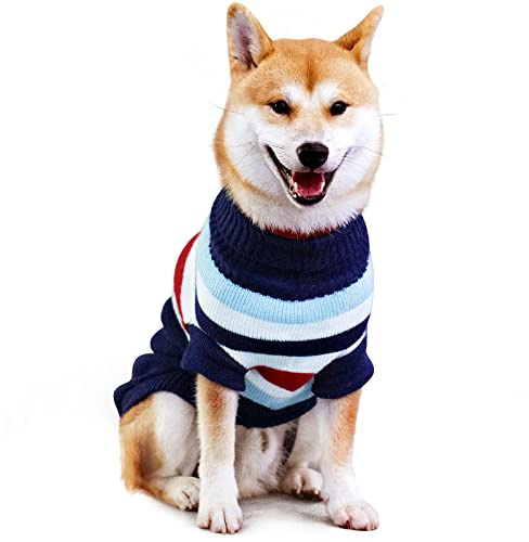 Dog Jumper Large Dog Christmas Sweater Warm Winter Pet Clothes for Medium Large Pet (L Back Length:24/Blue)