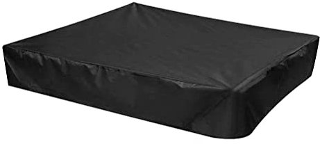 KOMUNJ Wasserdicht Sandkasten Abdeckung, 120x120x20cm Staubdicht Sandkastenabdeckung, Oxford-Stoff Schwarz Sandkasten Abdeckplane mit Kordelzug für Sandkasten, Pool, Terrase, Garten