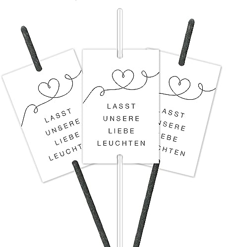 younikat 50 Etiketten für Wunderkerzen I Liebe Leuchten I Herzlinien-Design I Gastgeschenk I für den besonderen Tag I Stilvoll I Hochzeit I dv1100