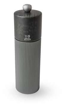 PEUGEOT - Salzmühle Line 18cm - Klassische Mahlgradeinstellung - Innovatives Zirlion-Mahlwerk für pulverfeines Salz - Aluminium, recyceltes Holz mit PEFC-Siegel - Französisches Know-how - Karbonfarben