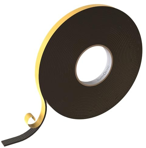 Lumonic 10m Nastro di tenuta in EPDM Autoadesivo 15mm x 4mm | Nastro sigillante in gommapiuma per finestre e porte | Guarnizione per finestre, guarnizione per porte, guarnizione in gomma per la protez