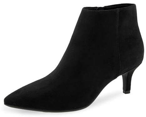 Aerosoles Women's EDITH Ankle Mid Heel Booties, Black Faux Suede, 8M