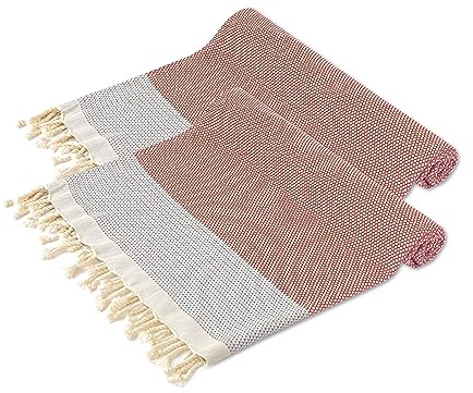 Turquoise Home, Serviette de plage turque XXL, serviette de hammam pour la plage, le spa, le yoga, le sauna et les voyages - Légère, anti-sable, à séchage rapide, ultra-douce, 100% coton, 100 x 180 cm