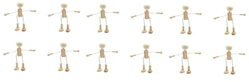 COHEALI Lernspielzeug 12 Stück Leere Puppenskulptur Pädagogisches Modell Unfertiges Ornament Formbarer Aktionsblock Malerei Gelenke Gelbe Puppe Beweglich Wäscheklammer Aus Holz