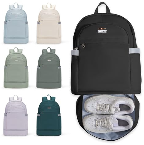 SZLX Sportrucksack für Frauen mit Schuhfach und Nasstasche Faltbarer Handgepäckrucksack Großer Reise-Laptop-Rucksack Wasserdichter Freizeitrucksack Sportrucksack Sporttasche für Schwimmen Yoga Schwarz