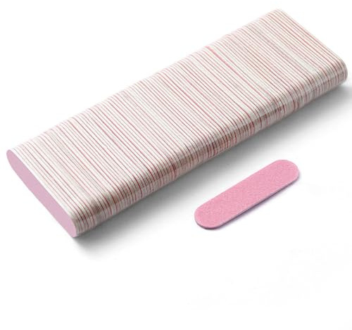 YIXINGHAOL 100 Pcs Mini Nail Files,Disposable Double-Sided Beauty Boards | 180/240 Grit Pink Wooden Sandpaper, Portable 5x1.3cm Manicure Tools for Easy Trimming, Shaping & Polishing