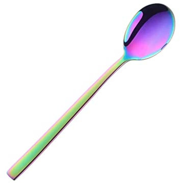 Tablespoons Color Soup Spoons Stainless Steel Round Spoons, Titanium Plated Flatware Food Grade Spoon Thicken Soup Spoon 7.5in (Rainbow) Serving Spoon (Color : Multi-Colored-0)