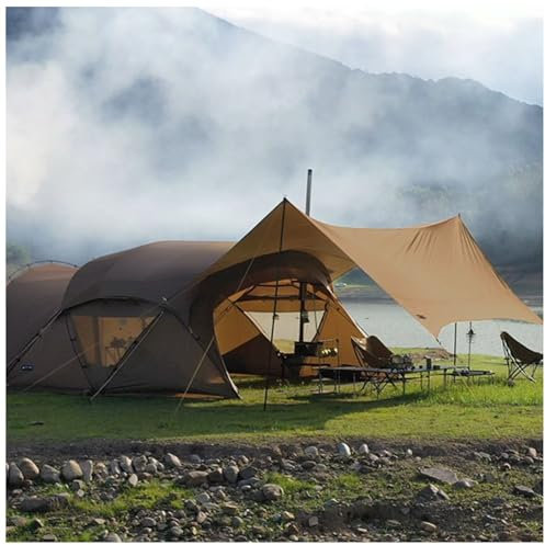 windhike 3F UL Gear JIACHONG16 beetle16 6–10 Personen, wasserdichtes Outdoor-Campingzelt, einfach aufzubauen, tragbares Kuppelzelt mit Netzfenstern (Khaki-Zelt (40D))