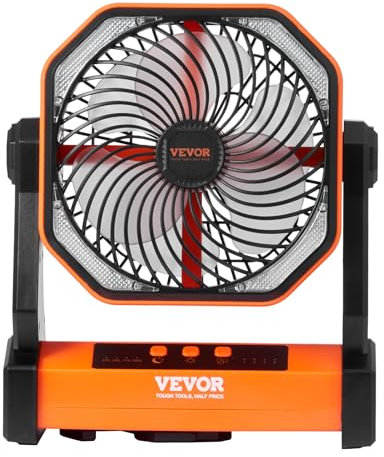 VEVOR Standventilator 219 x 98 x 258 mm Tischventilator Lüfter 138 CMF Ventilator mit 4 Geschwindigkeitsstufen Akku Ventilator 20000 mAh für Outdoor-Aktivitäten wie Camping Angeln Reisen