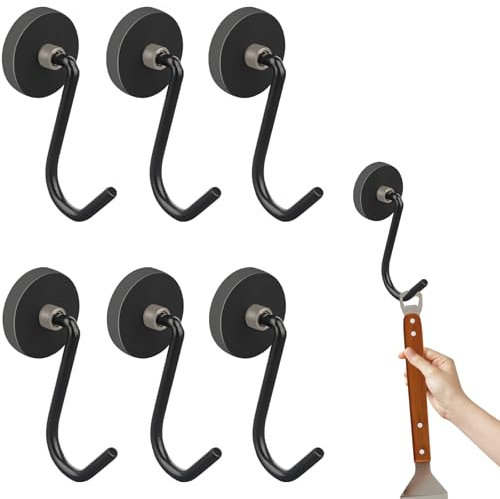 SKNOOY Strong Magnetic Grill Hooks, 6 Pcs Heavy Duty Magnetic BBQ Hooks for Grill, Powerful Neodymium Magnet Hooks for BBQ Tools Refrigerator Toolbox Locker Kitchen Office Outdoor