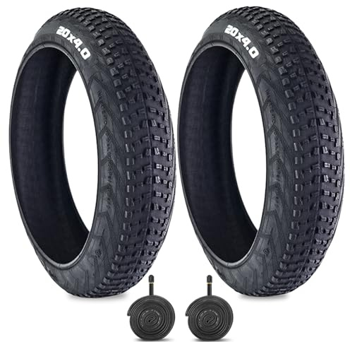 2 Pcs 20 X 4.0 Inch Replacement Fat Bike Tyres with Inner Tube 20 Inch Fat Bike Tire for Mountain Bike,E-Bike or Electric Beach Trikes