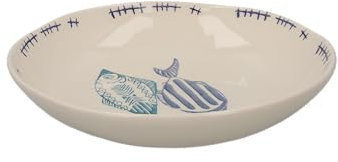 Keyhomestore - Ensaladera con decoración de peces rombos, fabricada en cerámica pintada a mano, diámetro 29 cm, ideal para servir entrantes y platos