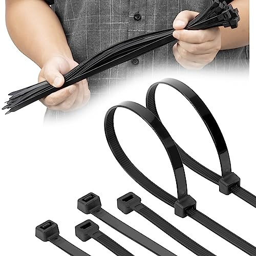 Armpow 100 st 450 mm x 9 mm lång slitstark buntband bred UV-beständig 80 kg/170 kg draghållfasthet för HVAC utomhuskonstruktion, ultrastark självlåsande extra långa dragband (svart)