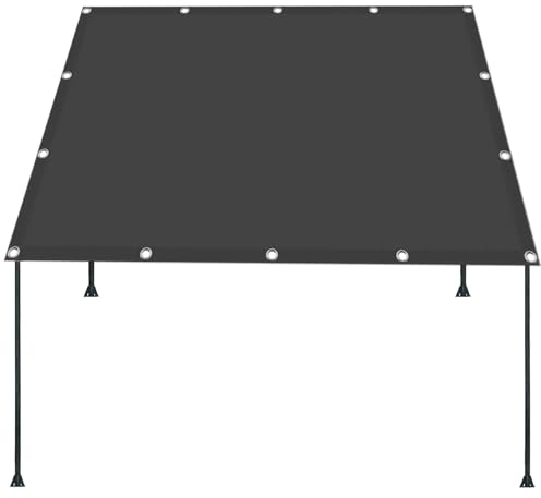 Toldo Vela de Sombra Rectangular 200 x 470 cm Impermeable Protección UV a Prueba de Viento Toldo de Vela para Exteriores con Ojales y Cuerdas de Sujeción para Patio, Gris Oscuro