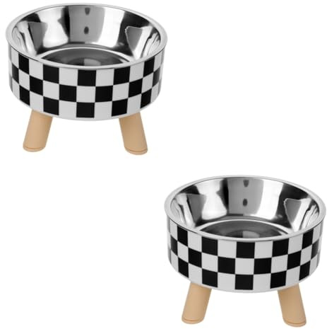 Happyyami 2stücke Erhöhter Katzennapf Aus Edelstahl Mit Anti-rutsch-Funktion Hochwertige Verschüttsichere Futter Und Wasserschale Für Katzen Elegantes Design Mühelose Reinigung Und