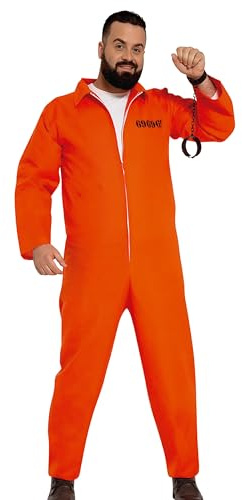 FIESTAS GUIRCA | Sträflingskostüm für Erwachsene und Teenager - Sträflings-Overall - Gefangenen- und Diebeskostüme für Halloween, Karneval und Kostümpartys - Ideal für Männer und Jugendliche - Orange
